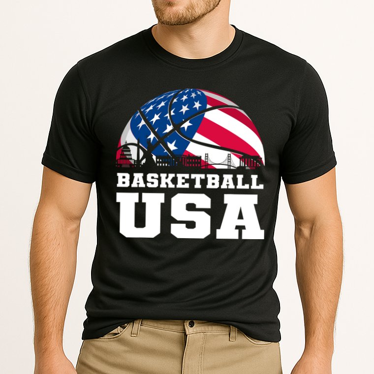 Basketball Usa Support The Team Design Usa Flag Dream Cooling Performance Crew T-Shirt