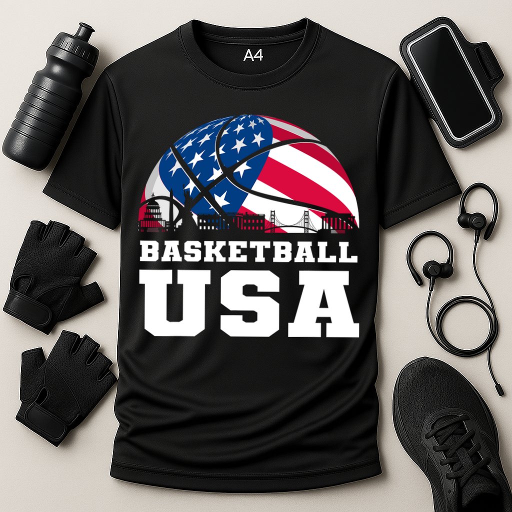 Basketball Usa Support The Team Design Usa Flag Dream Cooling Performance Crew T-Shirt