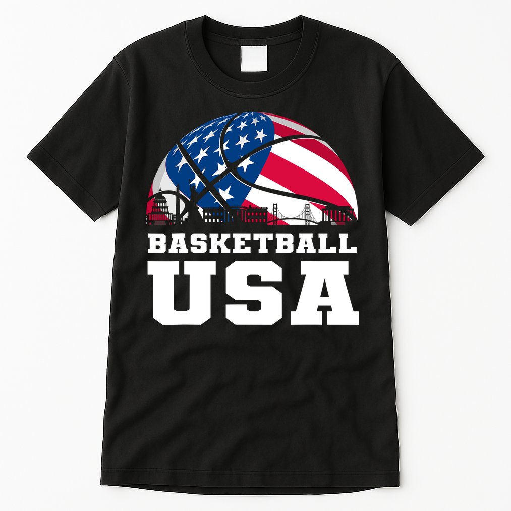 Basketball Usa Support The Team Design Usa Flag Dream Tall T-Shirt