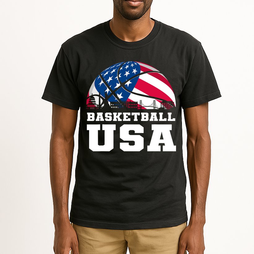 Basketball Usa Support The Team Design Usa Flag Dream Tall T-Shirt