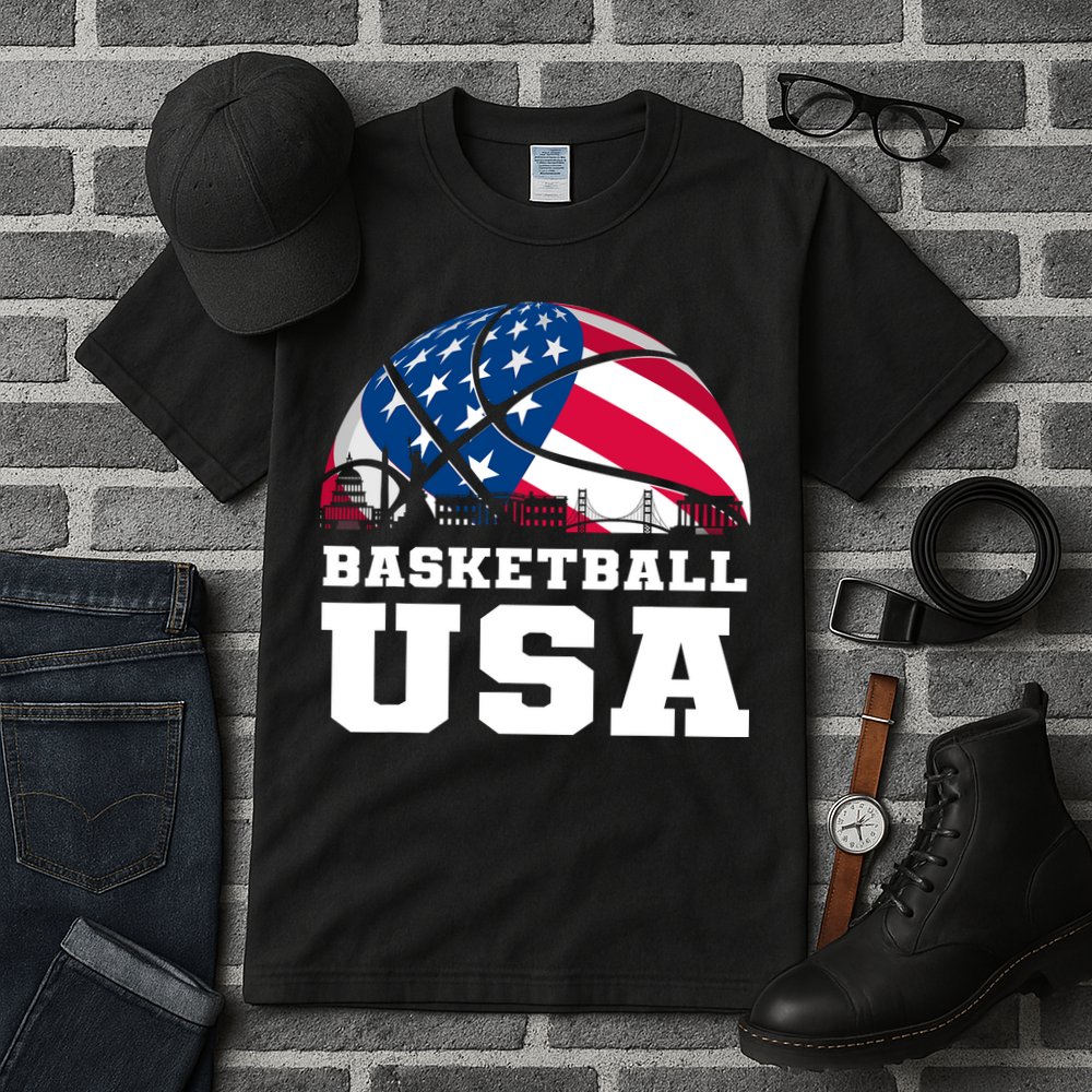 Basketball Usa Support The Team Design Usa Flag Dream Tall T-Shirt