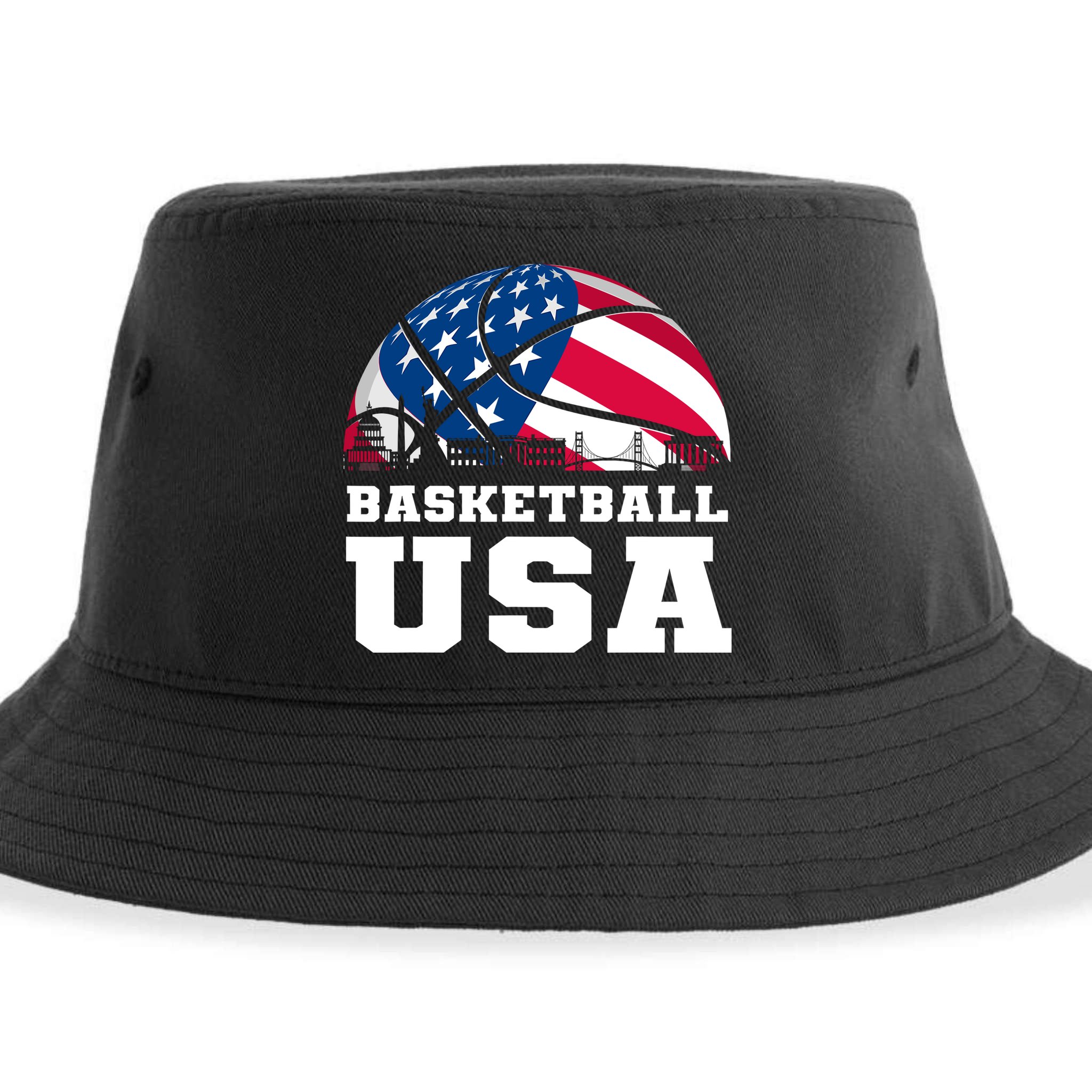 Basketball Usa Support The Team Design Usa Flag Dream Sustainable Bucket Hat