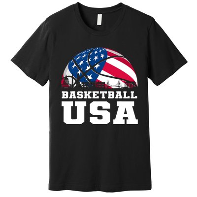 Basketball Usa Support The Team Design Usa Flag Dream Premium T-Shirt