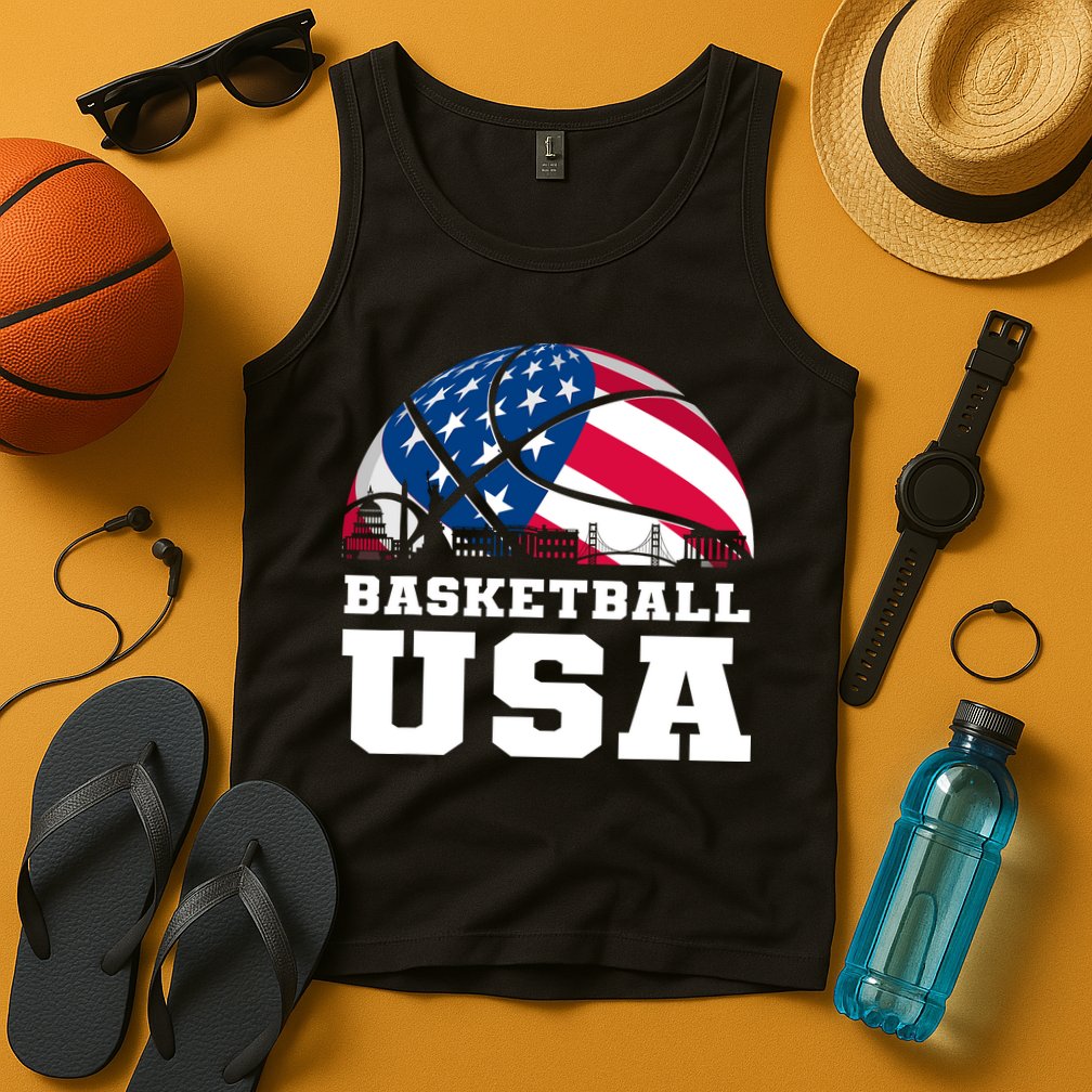 Basketball Usa Support The Team Design Usa Flag Dream Tank Top