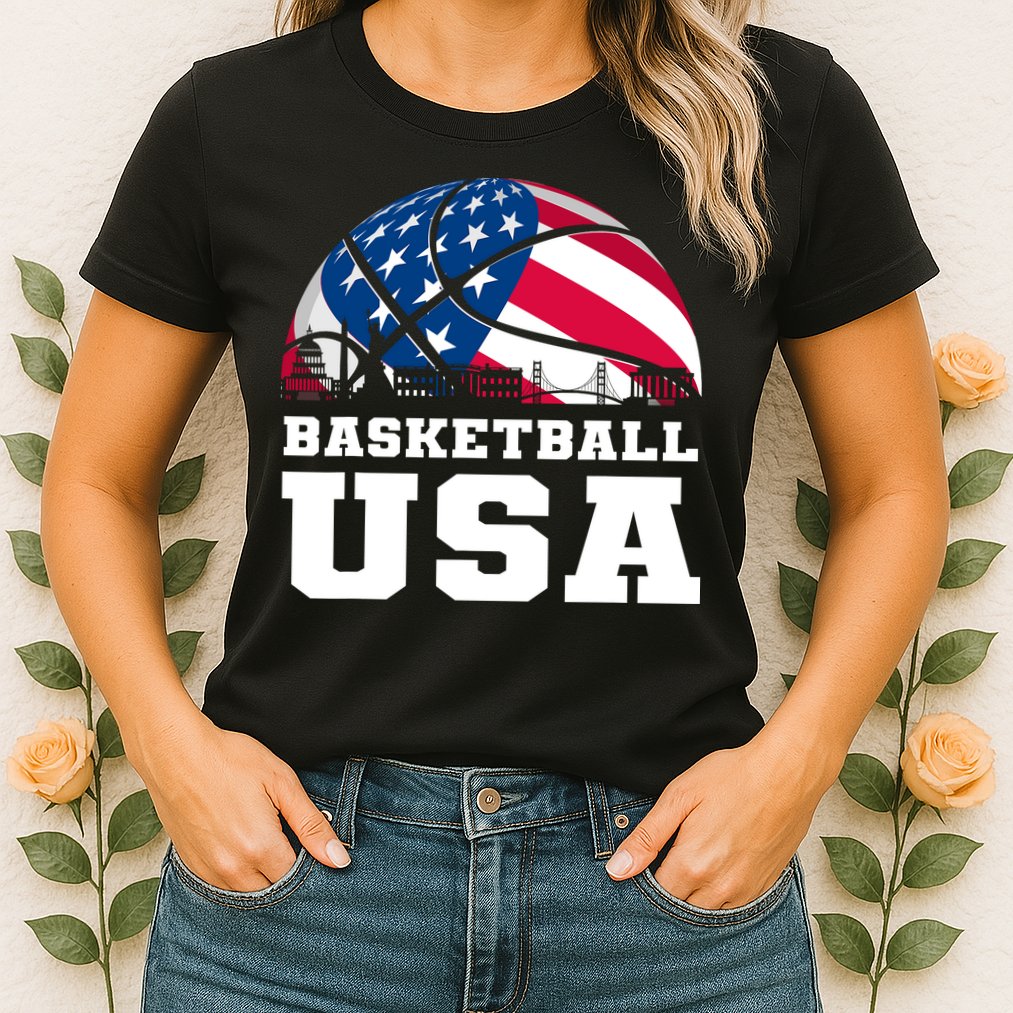 Basketball Usa Support The Team Design Usa Flag Dream Womens T-Shirt