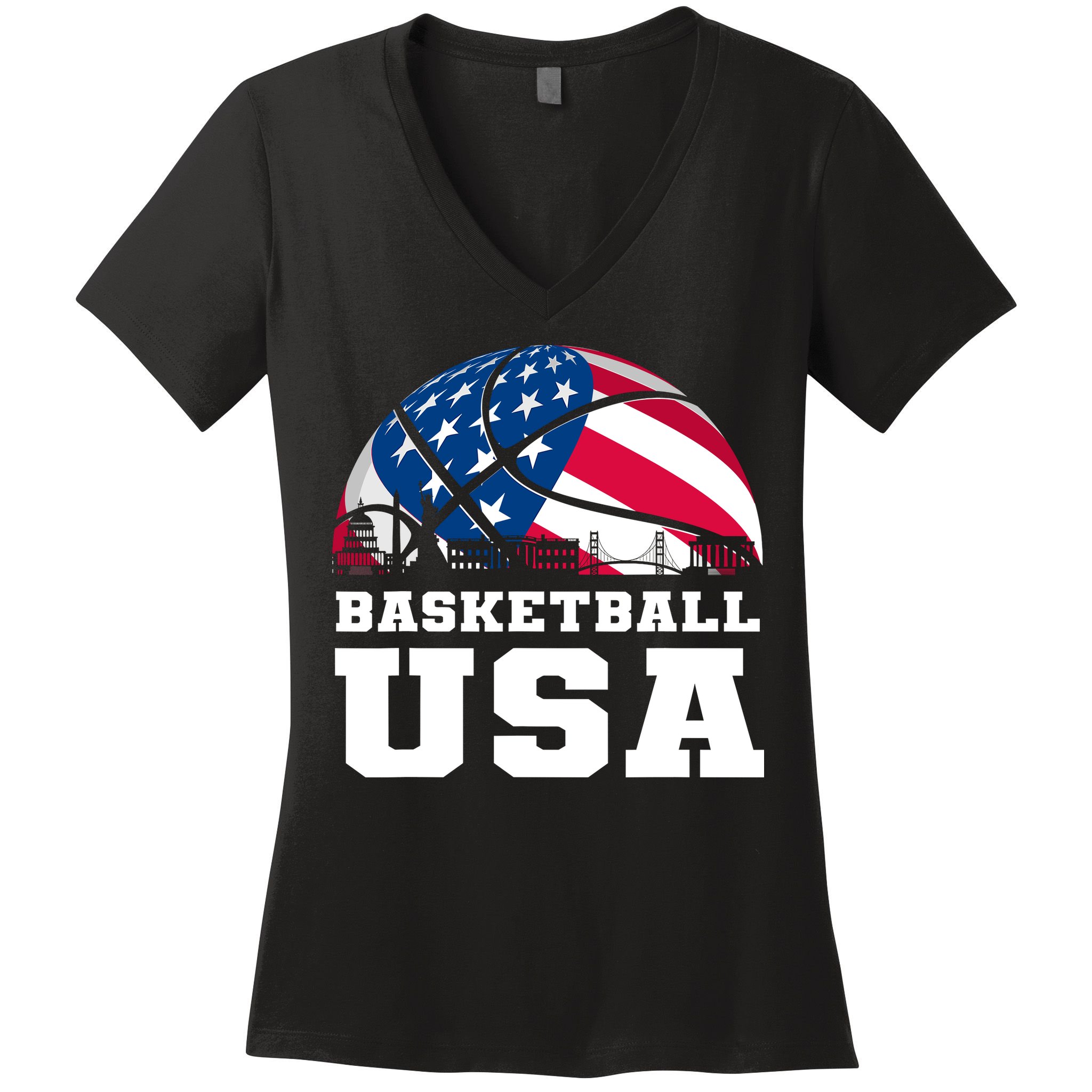 Basketball Usa Support The Team Design Usa Flag Dream Women's V-Neck T-Shirt