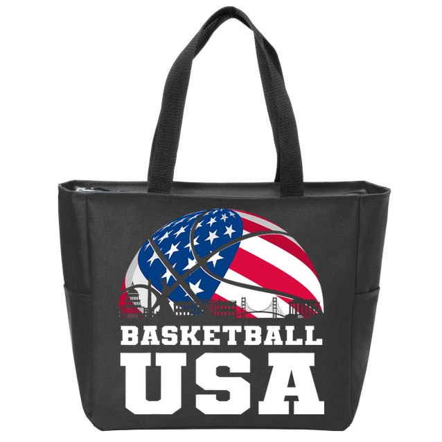 Basketball Usa Support The Team Design Usa Flag Dream Zip Tote Bag