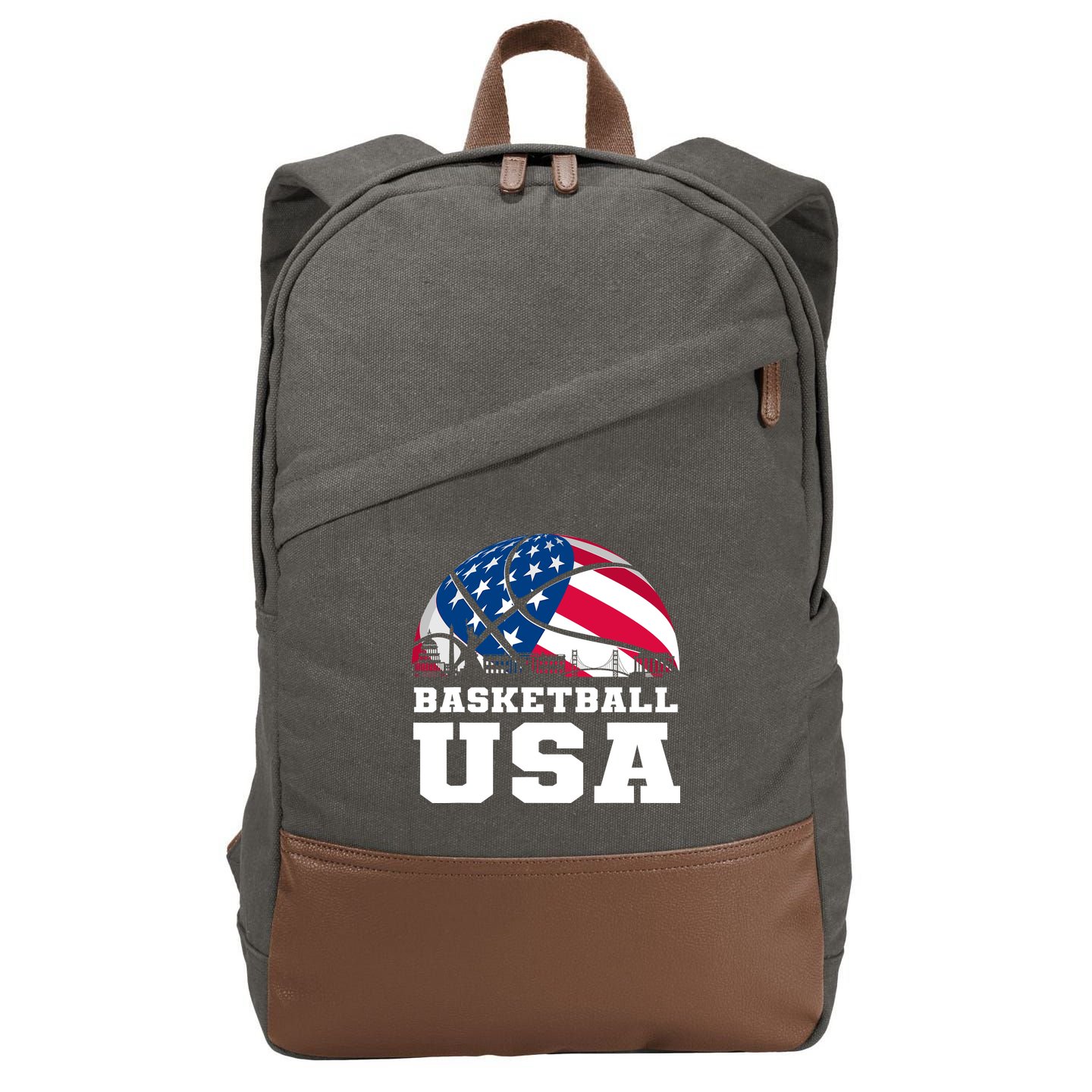 Basketball Usa Support The Team Design Usa Flag Dream Cotton Canvas Backpack