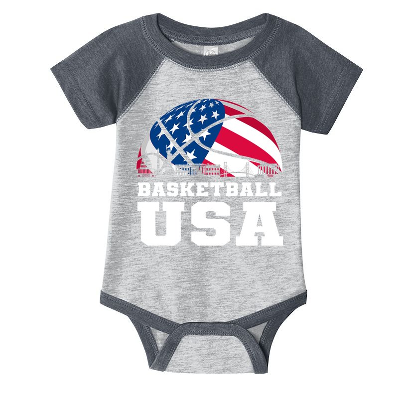 Basketball Usa Support The Team Design Usa Flag Dream Infant Baby Jersey Bodysuit