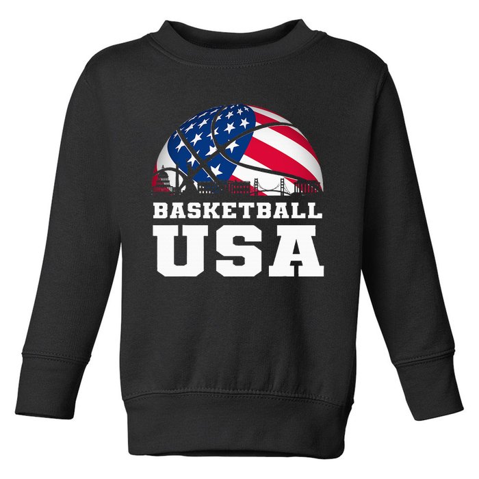 Basketball Usa Support The Usa Flag Toddler Sweatshirt