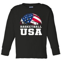 Basketball Usa Support The Usa Flag Toddler Long Sleeve Shirt