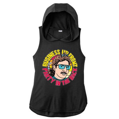 Business Up Front Party In The Back Ladies PosiCharge Tri-Blend Wicking Draft Hoodie Tank