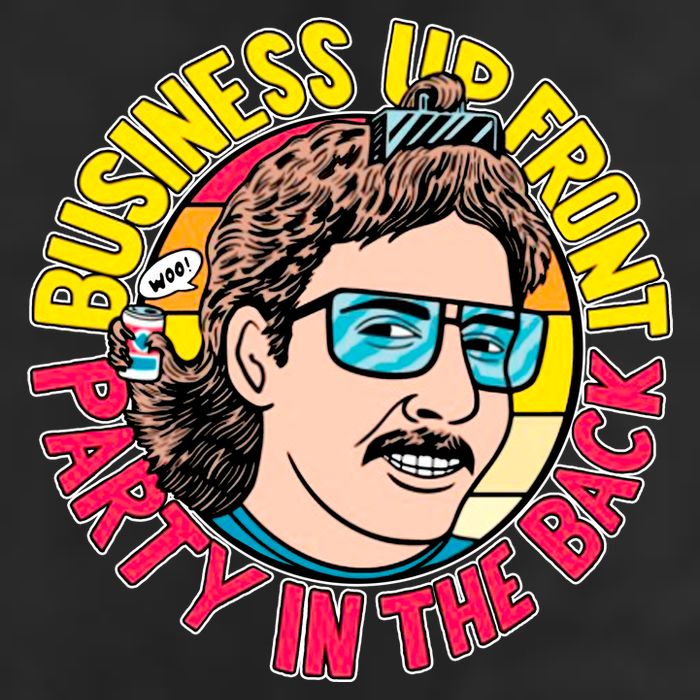 Business Up Front Party In The Back Garment-Dyed Fleece Hoodie