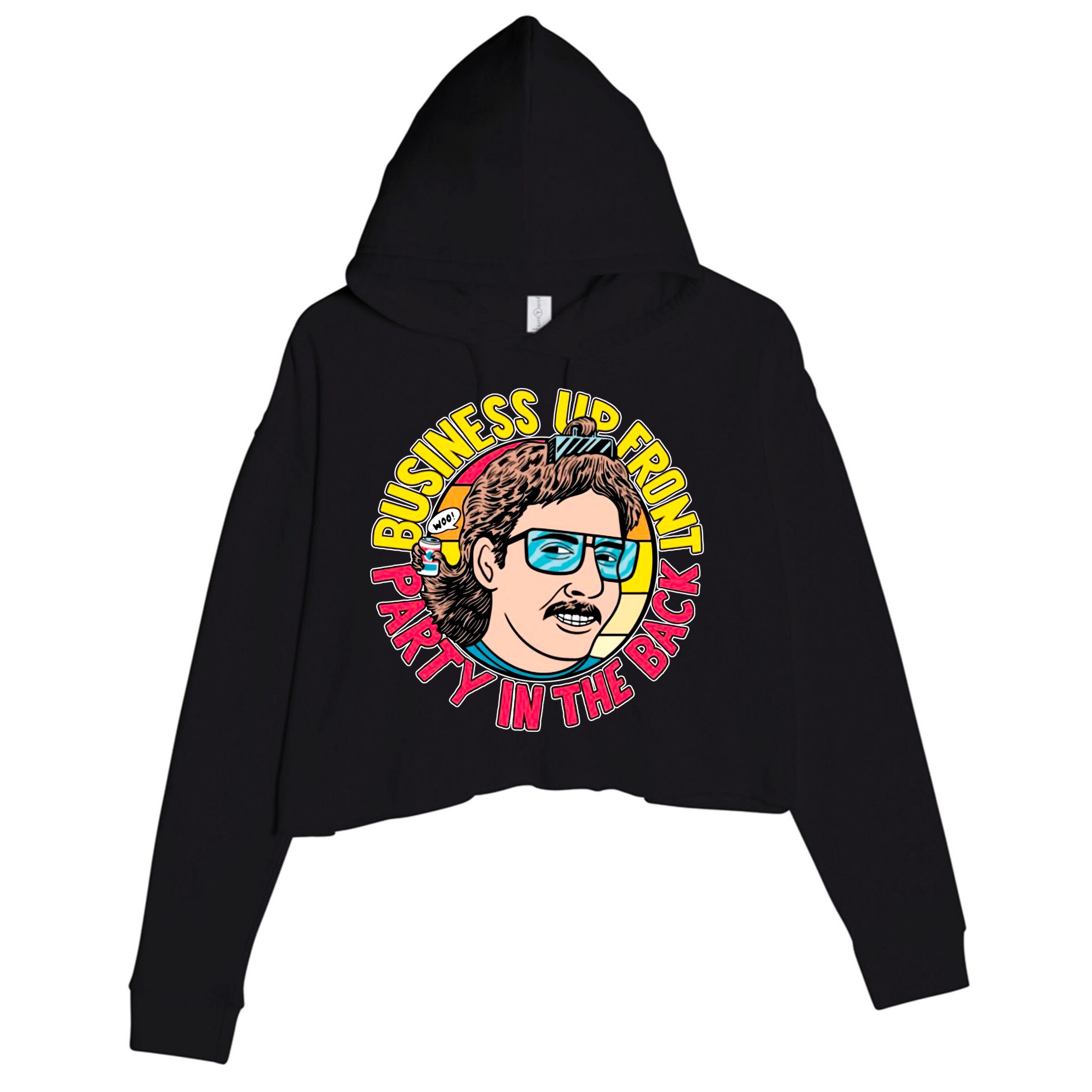 Business Up Front Party In The Back Crop Fleece Hoodie