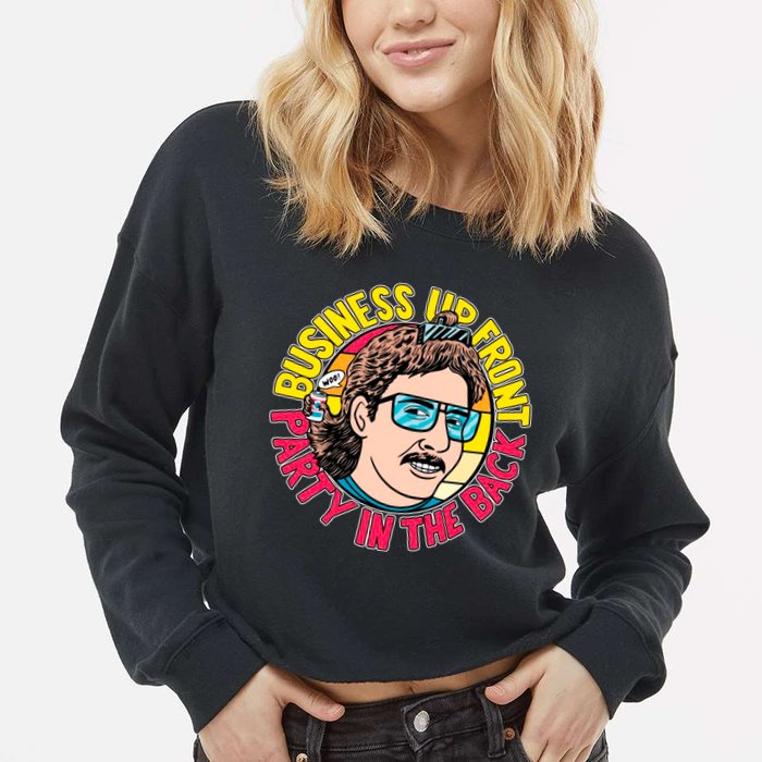 Business Up Front Party In The Back Cropped Pullover Crew