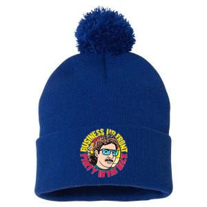 Business Up Front Party In The Back Pom Pom 12in Knit Beanie