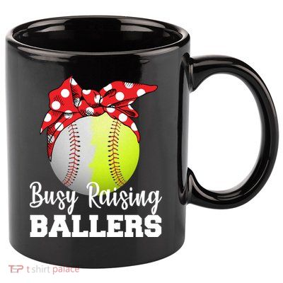 Busy Raising Ballers 11oz C Handle Ceramic Mug