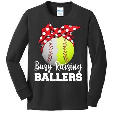 Busy Raising Ballers Kids Long Sleeve Shirt