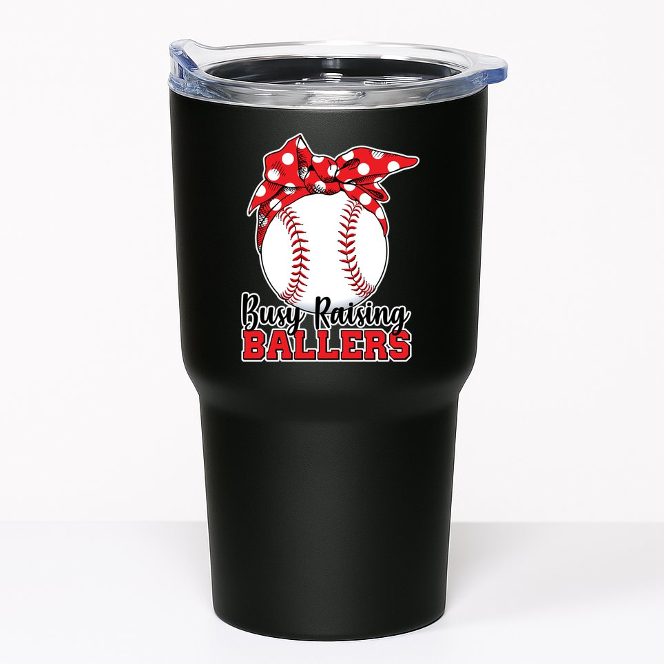 Busy Raising Ballers Baseball Parents Tumbler