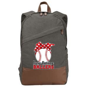 Busy Raising Ballers Baseball Parents Cotton Canvas Backpack