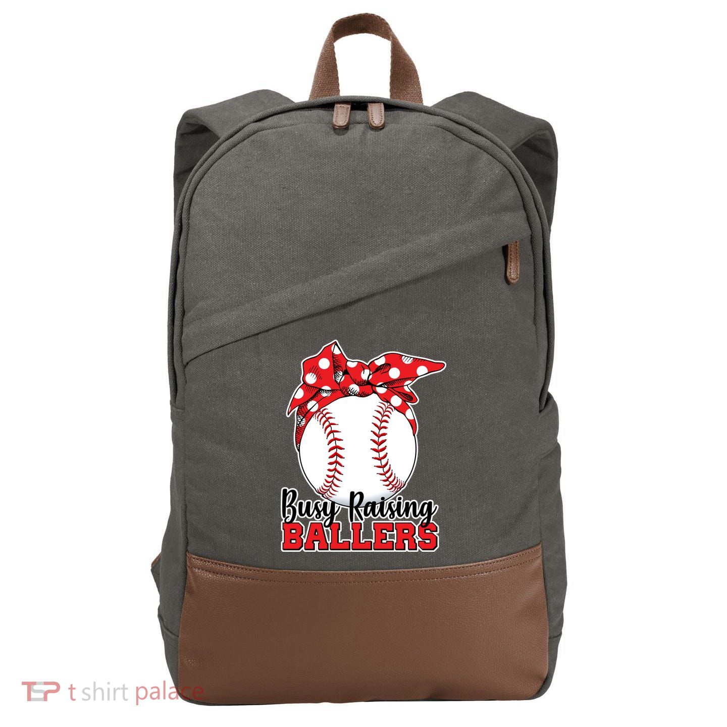 Busy Raising Ballers Baseball Parents Cotton Canvas Backpack