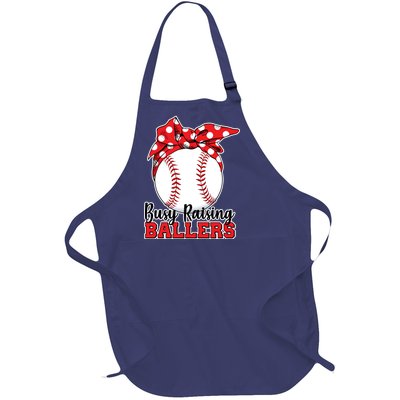 Busy Raising Ballers Baseball Parents Full-Length Apron With Pockets