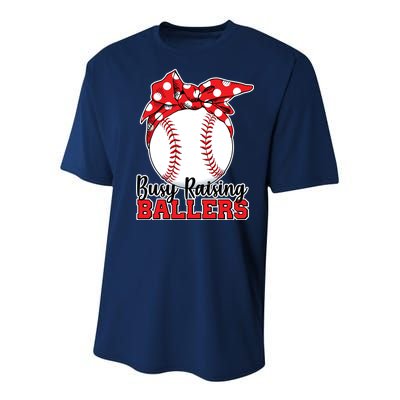 Busy Raising Ballers Baseball Parents Youth Performance Sprint T-Shirt