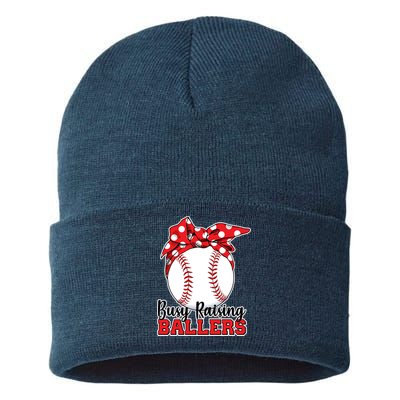 Busy Raising Ballers Baseball Parents Sustainable Knit Beanie