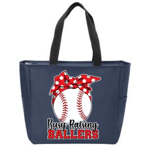 Busy Raising Ballers Baseball Parents Zip Tote Bag