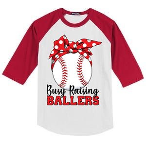 Busy Raising Ballers Baseball Parents Kids Colorblock Raglan Jersey