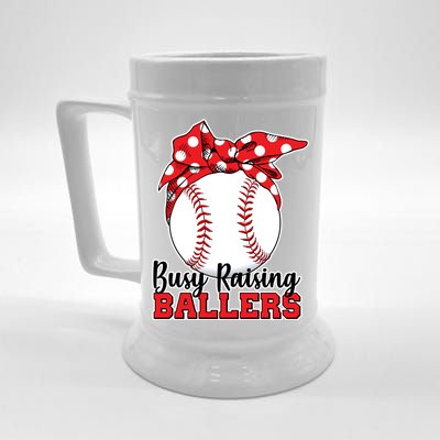 Busy Raising Ballers Baseball Parents Beer Stein