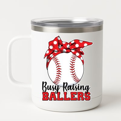 Busy Raising Ballers Baseball Parents 12 oz Stainless Steel Tumbler Cup