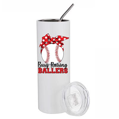 Busy Raising Ballers Baseball Parents Stainless Steel Tumbler