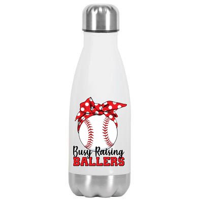 Busy Raising Ballers Baseball Parents Stainless Steel Insulated Water Bottle