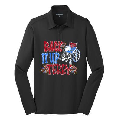 Back Up Terry Put It In Reverse Firework Patriotic 4th July Gift Silk Touch Performance Long Sleeve Polo