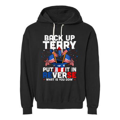 Back Up Terry Put It In Reverse Funny July 4th Firework Garment-Dyed Fleece Hoodie