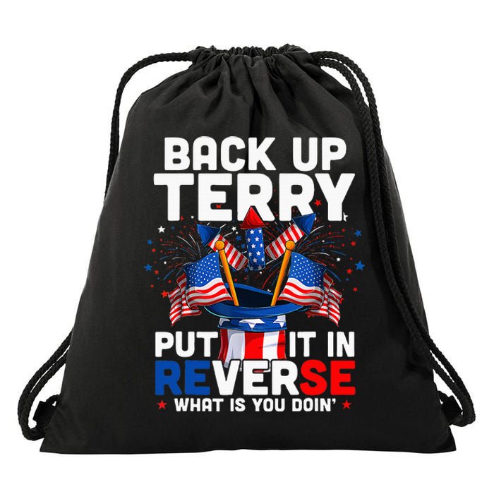 Back Up Terry Put It In Reverse Funny July 4th Firework Drawstring Bag