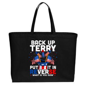 Back Up Terry Put It In Reverse Funny July 4th Firework Cotton Canvas Jumbo Tote