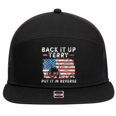 Back Up Terry Put It In Reverse Firework Funny 4th Of July 7 Panel Mesh Trucker Snapback Hat