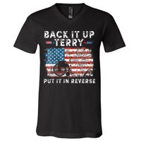 Back Up Terry Put It In Reverse Firework Funny 4th Of July V-Neck T-Shirt