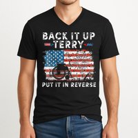 Back Up Terry Put It In Reverse Firework Funny 4th Of July V-Neck T-Shirt