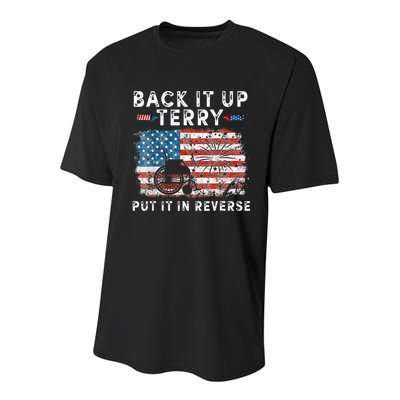 Back Up Terry Put It In Reverse Firework Funny 4th Of July Youth Performance Sprint T-Shirt