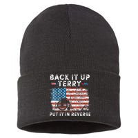 Back Up Terry Put It In Reverse Firework Funny 4th Of July Sustainable Knit Beanie