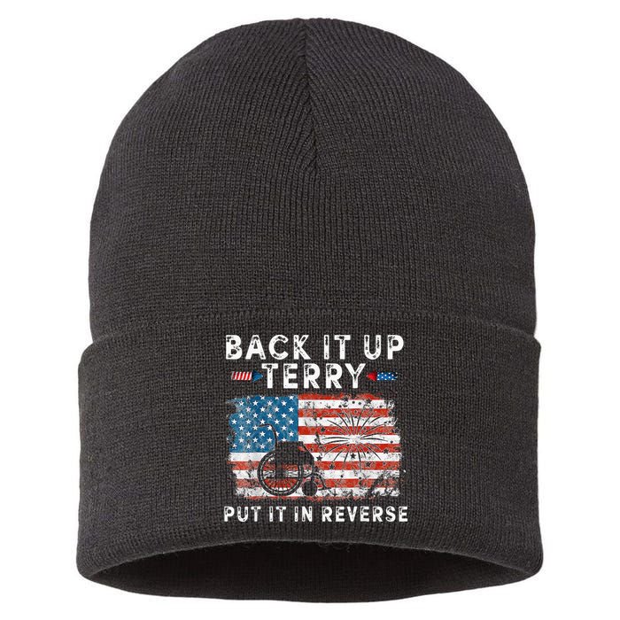 Back Up Terry Put It In Reverse Firework Funny 4th Of July Sustainable Knit Beanie