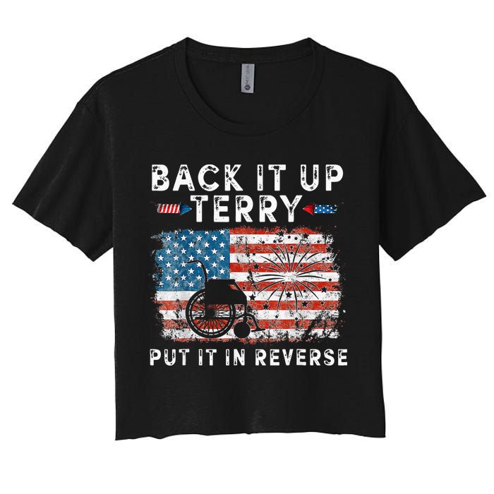 Back Up Terry Put It In Reverse Firework Funny 4th Of July Crop Top
