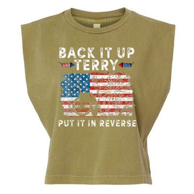 Back Up Terry Put It In Reverse Firework Funny 4th Of July Garment-Dyed Women's Muscle Tee