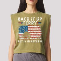 Back Up Terry Put It In Reverse Firework Funny 4th Of July Garment-Dyed Women's Muscle Tee