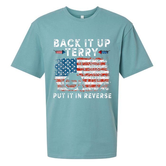 Back Up Terry Put It In Reverse Firework Funny 4th Of July Sueded Cloud Jersey T-Shirt