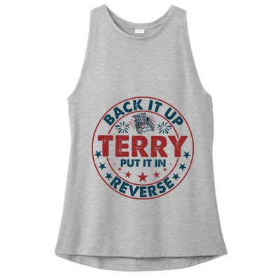Back Up Terry Put It In Reverse Firework Vintage 4th Of July Ladies PosiCharge Tri-Blend Wicking Tank
