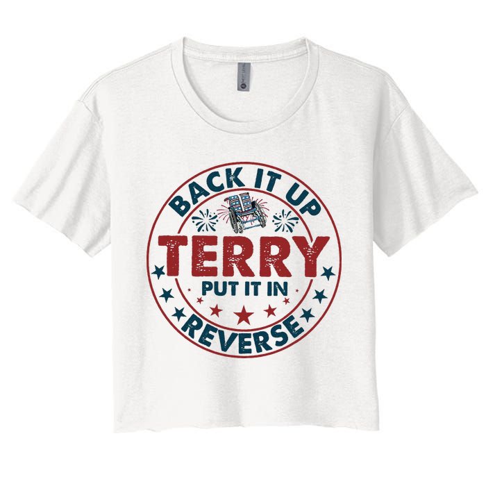 Back Up Terry Put It In Reverse Firework Vintage 4th Of July Crop Top